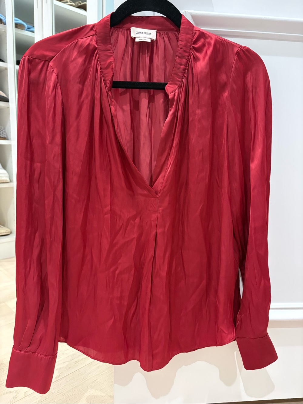 Women’s Zadig & Voltaire burgundy silk blouse size XS